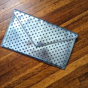 JCrew Silver heart cutout clutch